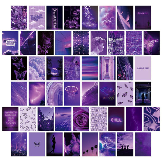 Purple Neon Wall Collage Cards - Shop Online on roomtery