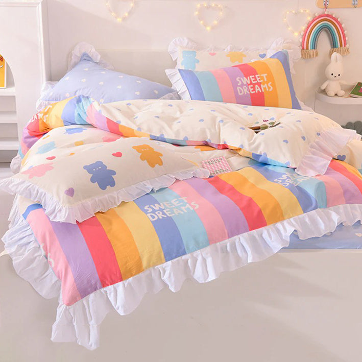 aesthetic bedding sweet dreams fairy cartoon style roomtery sheet set