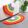 rainbow fluffy furry accent rug bath mat sunshine aesthetic roomtery