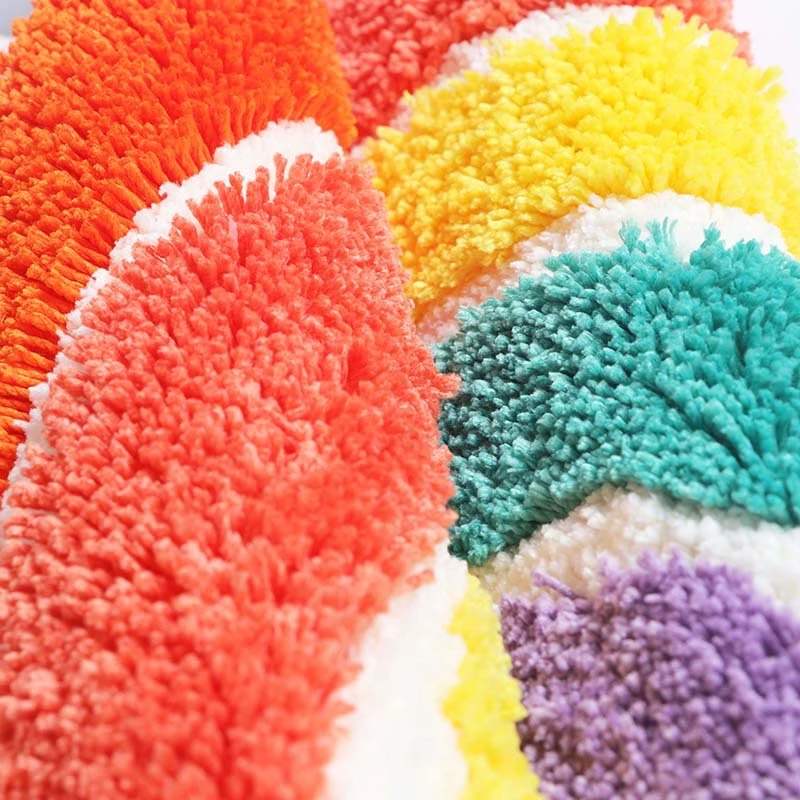 rainbow fluffy furry accent rug bath mat sunshine aesthetic roomtery