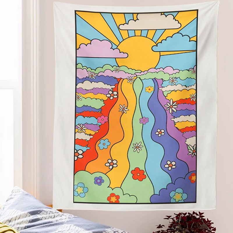 rainbow river flowers and the sun indie room aesthetic tapestry roomtery