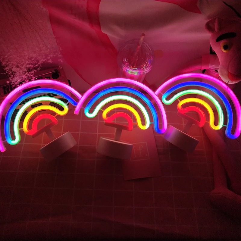 rainbow table desktop led neon sign usb powered kawaii room decor aesthetic roomtery