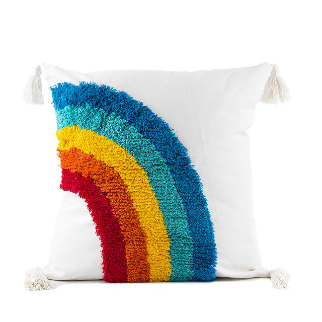 Rainbow Tassel Color Sofa Cushion Cover 45x45 Tufting Pillow Cover Decorative Pillow for Sofa Boho Home Decor Aesthetic Pillowcase roomtery