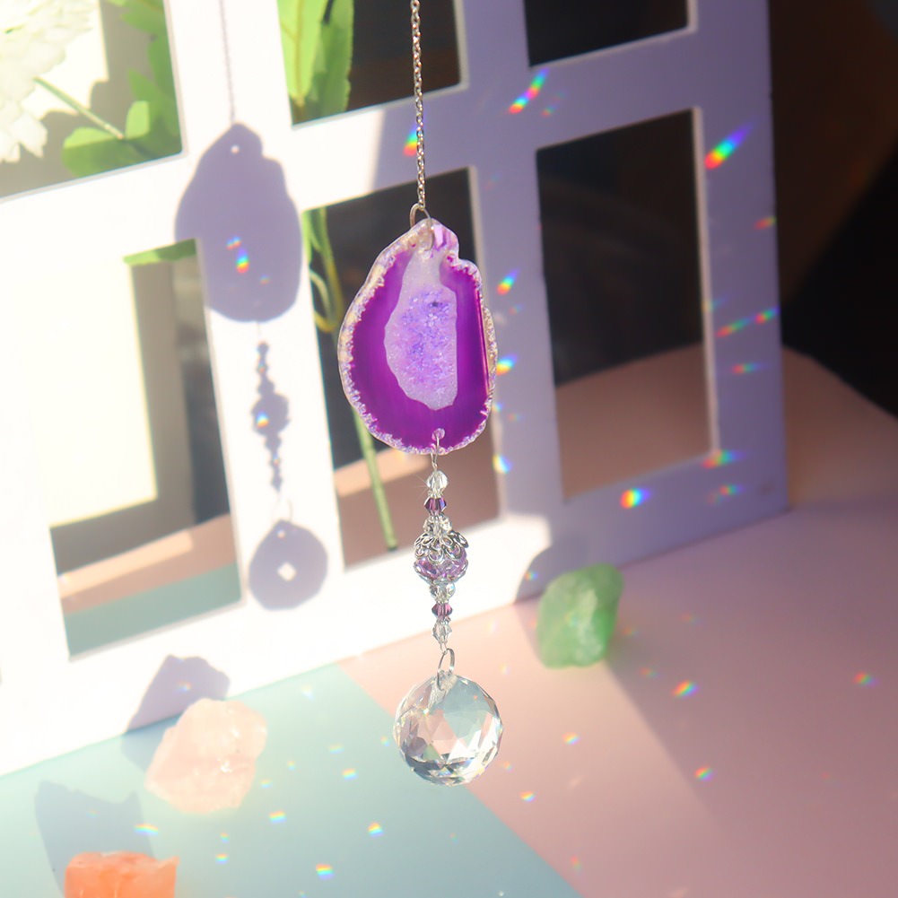 raw stone sun light crystal suncatcher wall hanging rainbow maker lightcatcher crystal pendant shining hanging sun catcher roomtery