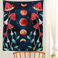 botanical amanita mushrooms print red moon phases dark fairycore room decor roomtery