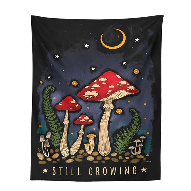 Mushroom Moon Moth Tapestry Wall Hanging retro flower moon psychedelic Aesthetic Tapestries Living Room Home Dorm Decor aesthetic tapestry