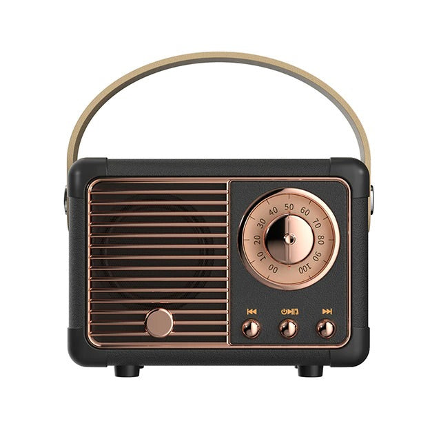 Enceinte bluetooth radio vintage noire