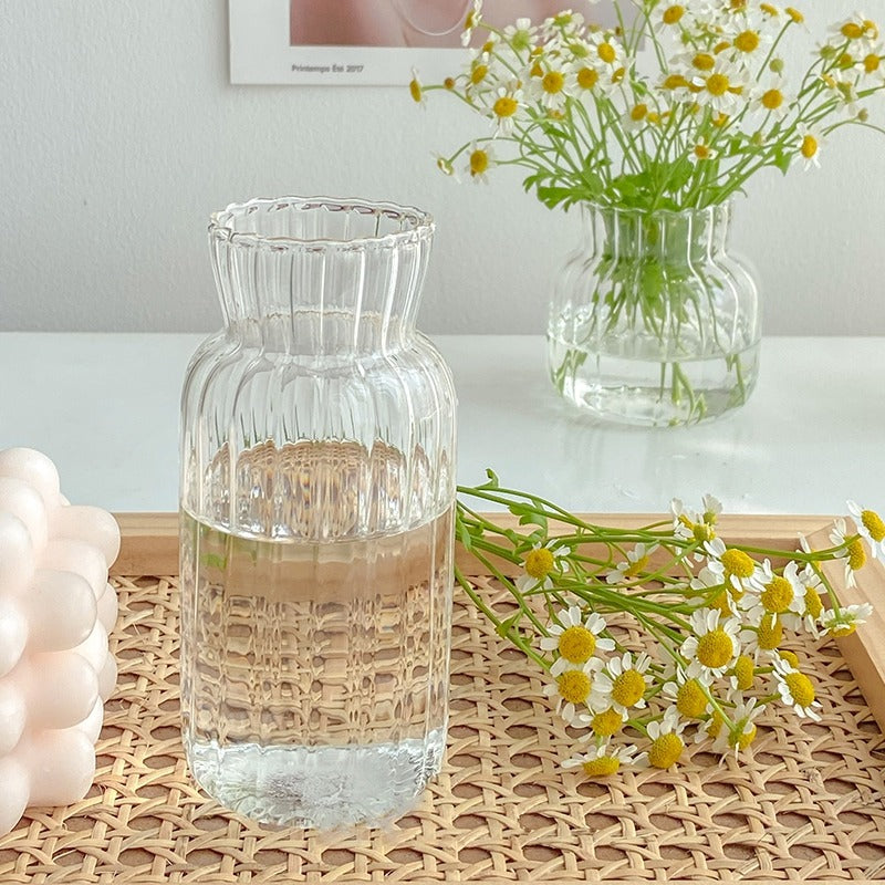 cottagecore aesthetic vintage ribbed style glass vase roommtery