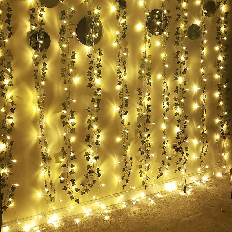 ivy string light curtains led wall decor aesthetic room roomtery