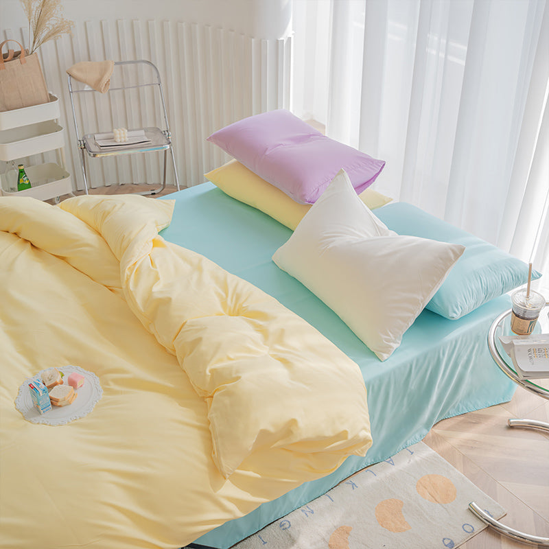 soft girl aesthetic bedding set in yellow and blue roomtery