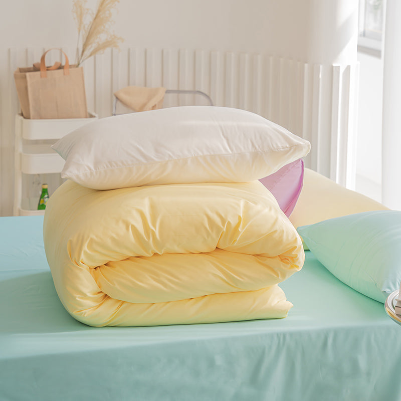 soft girl aesthetic bedding set in yellow and blue roomtery