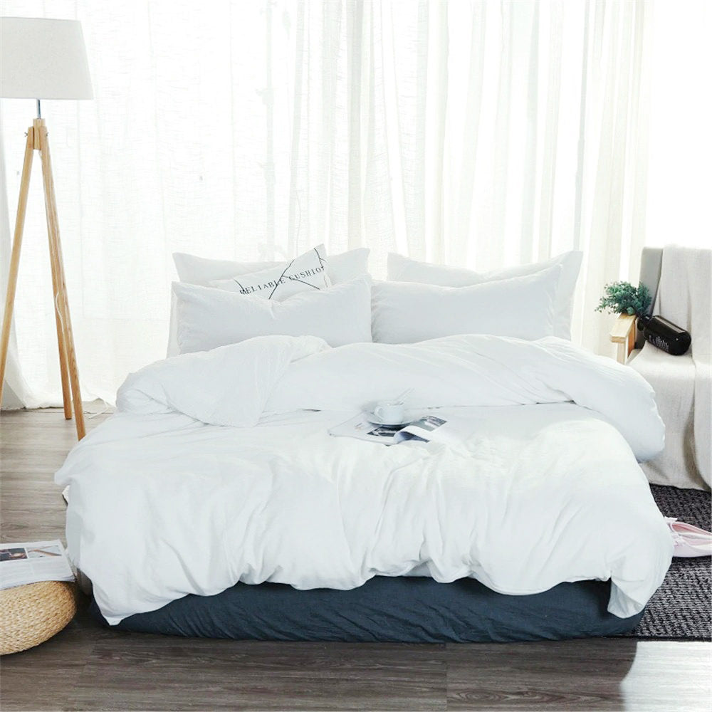 roomtery aesthetic bedroom white washed cotton bedding set