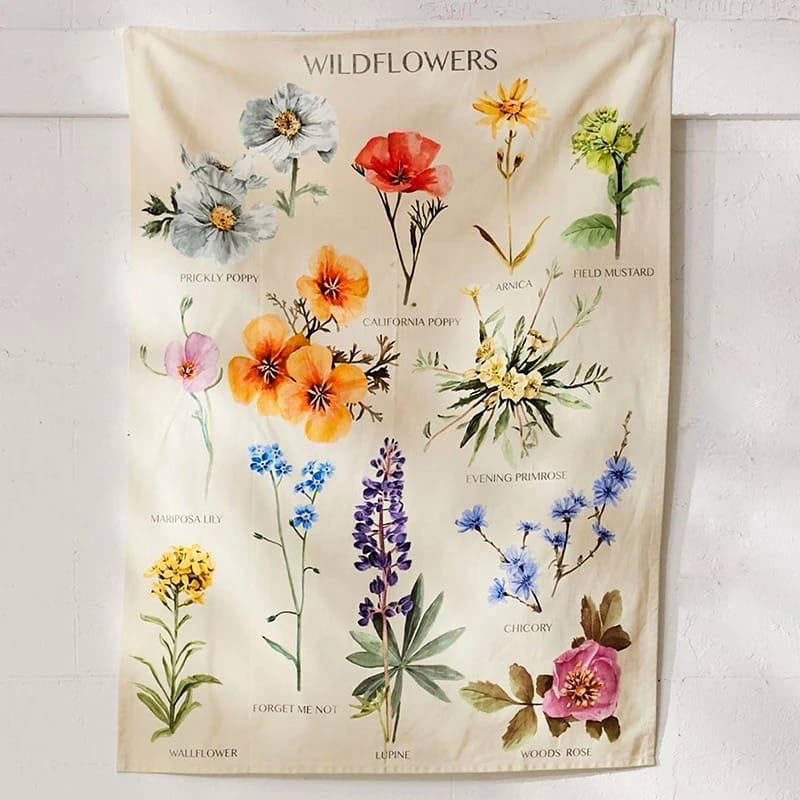 Tapestry wall hanging with tufted shops flowers