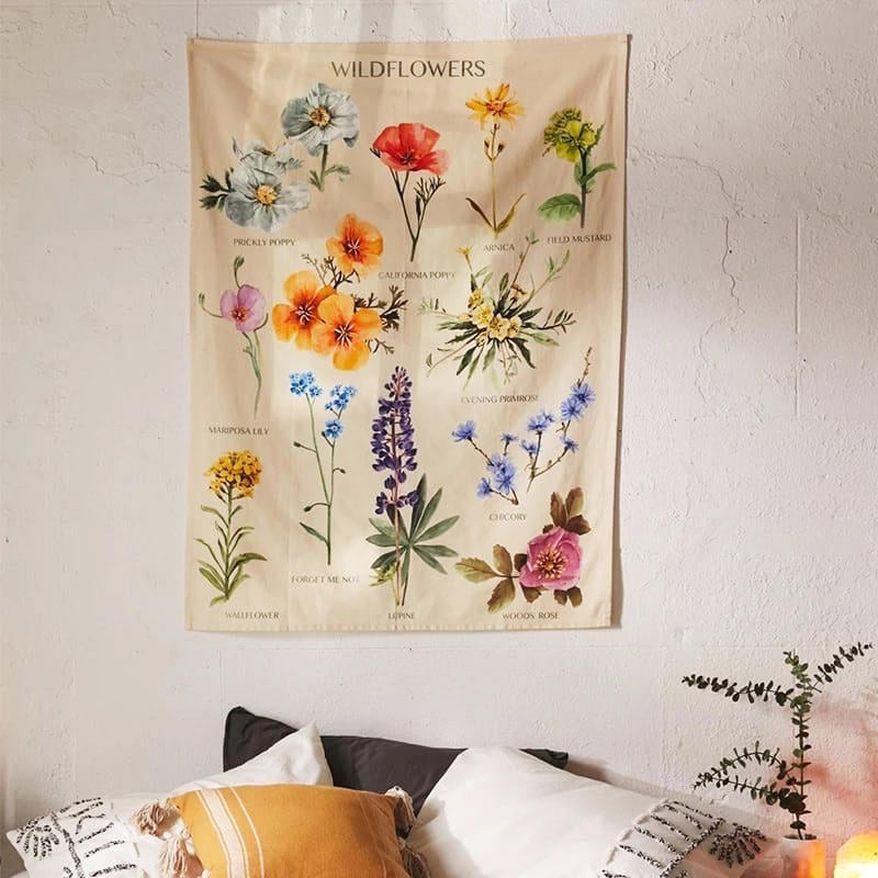 Wildflowers Tapestry, aesthetic tapestries