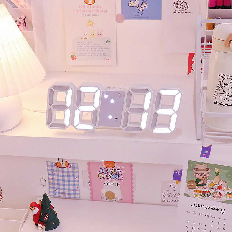 aesthetic desk decor white digital korean alarm clock