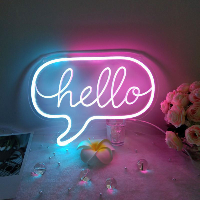 Blue Hello. Sign Pink/Blue Hello Neon Sign | wall decor | roomtery