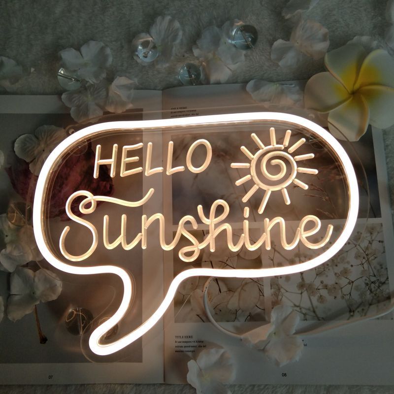 hello sunshine acrylic plate wall neon sign roomtery