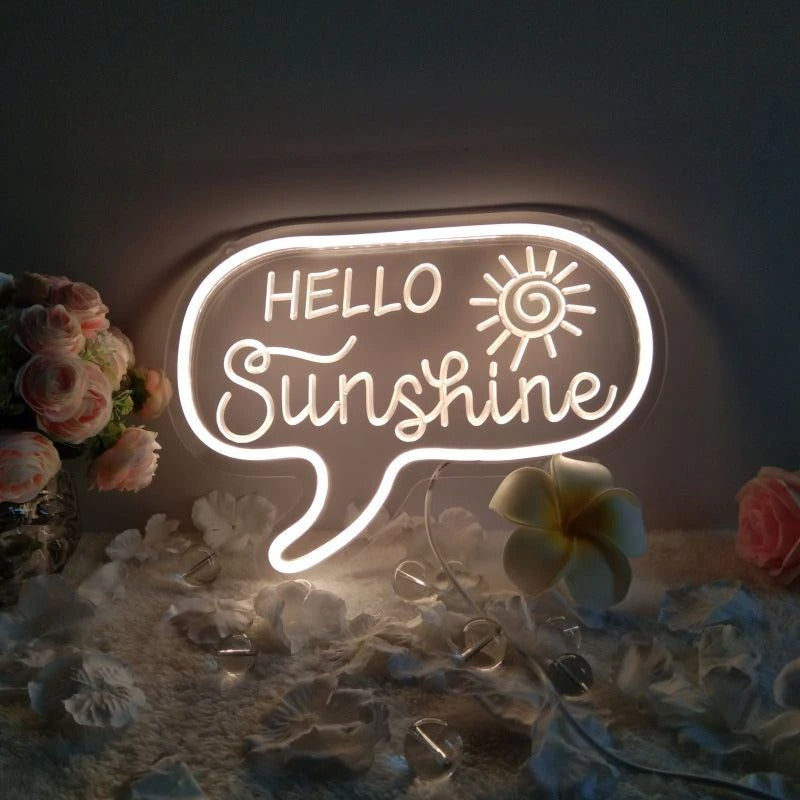 hello sunshine acrylic plate wall neon sign roomtery