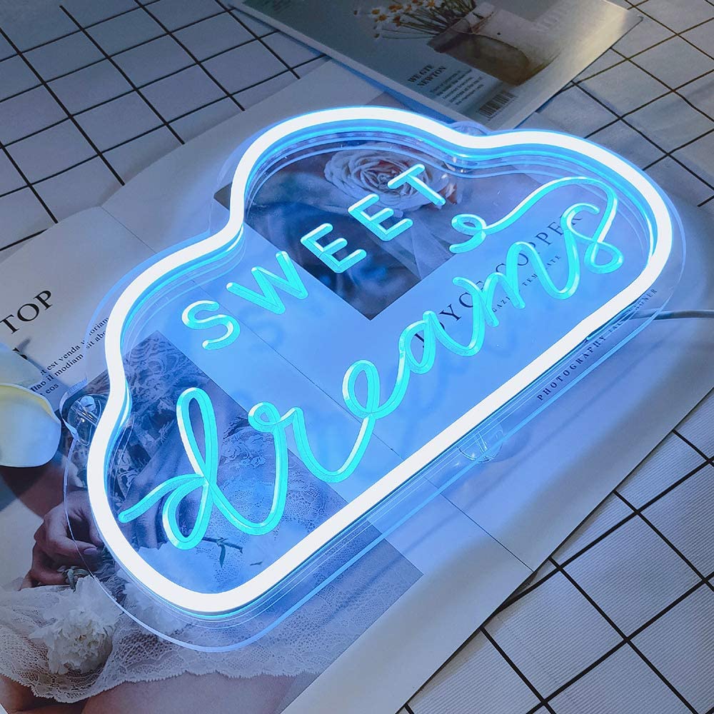 room aesthetic sweet dreams cloud neon sign roomtery