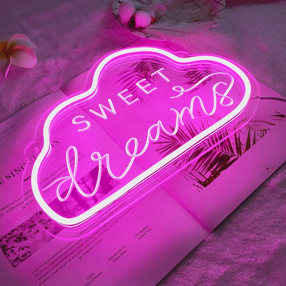 room aesthetic sweet dreams cloud neon sign roomtery