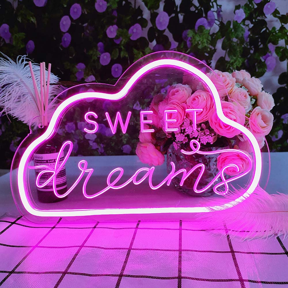 room aesthetic sweet dreams cloud neon sign roomtery