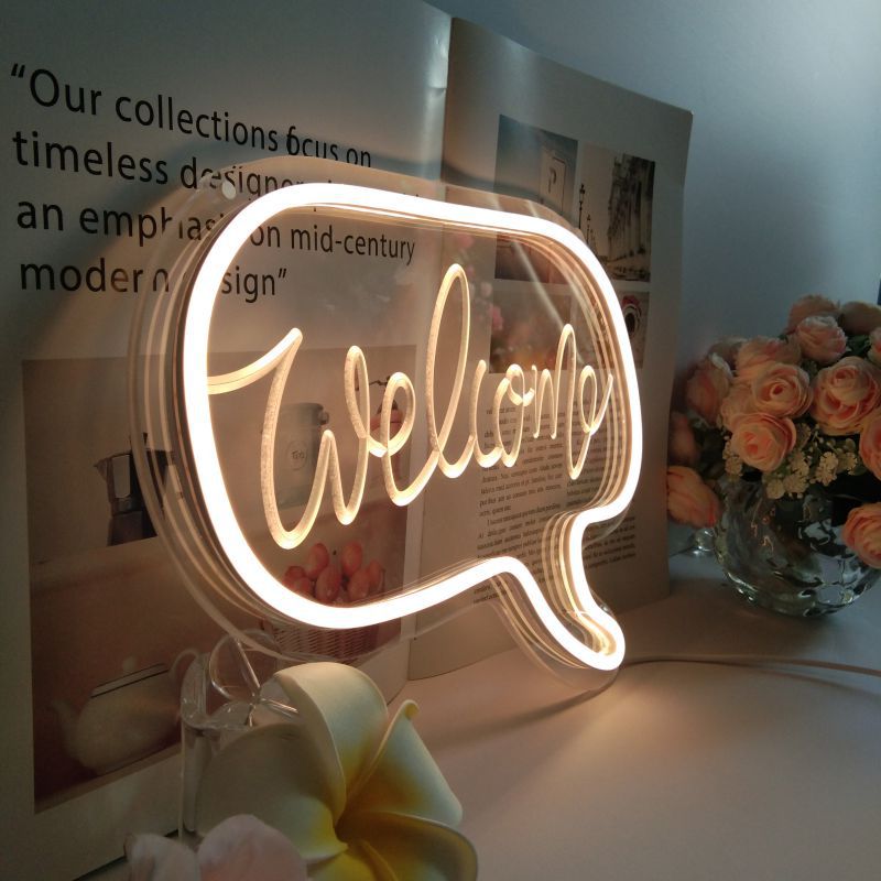 aesthetic room welcome neon sign roomtery
