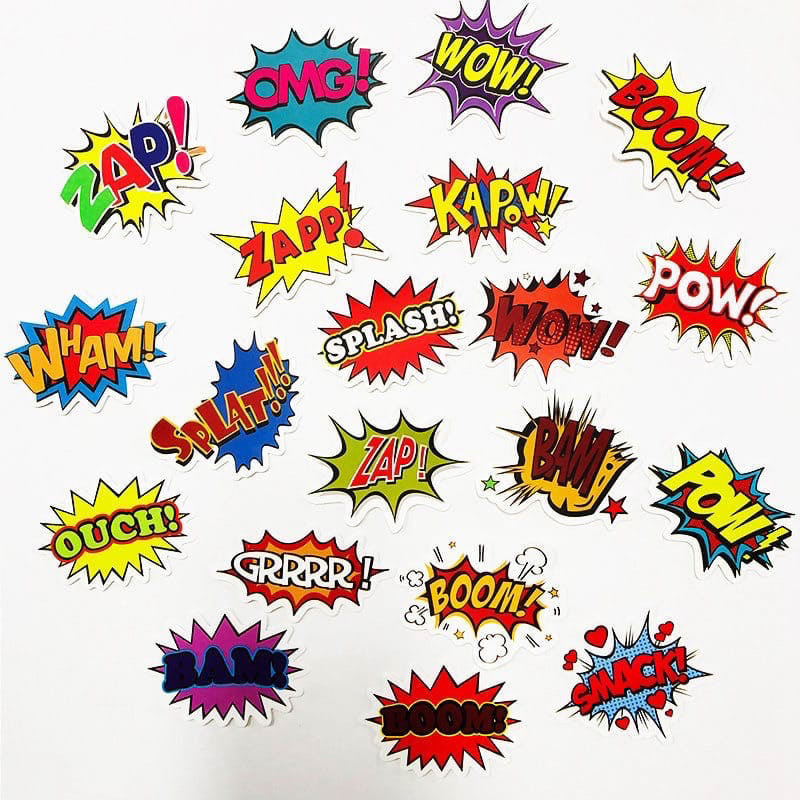 comic pop words sticker pack roomtery