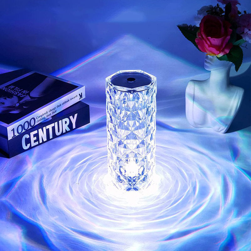 rose diamond crystal led lamp sparkling night light shimmering acrylic lamp aesthetic LED light table lamp roomtery