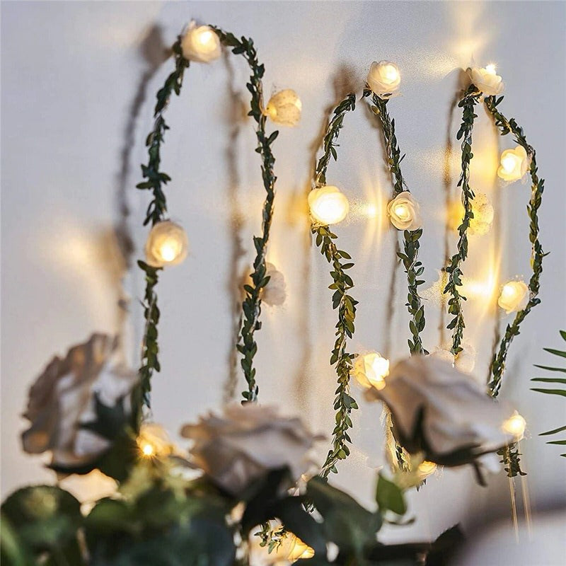 rose flower vine string lights aesthetic wall garland room decor roomtery