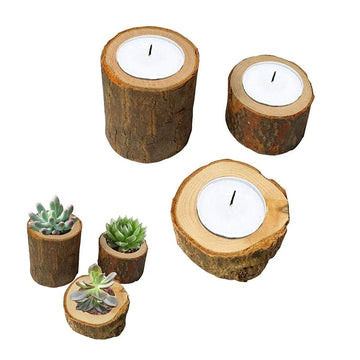 wooden tree trunk shaped natural candlestick room decor roomtery aesthetic cottagecore