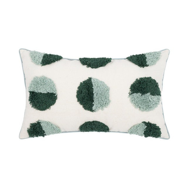 sage green fluffy circles tufted cushion cover throw pillow roomtery