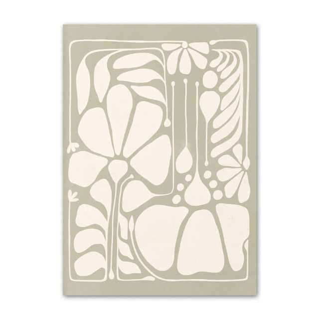 sage green pastel aesthetic room floral print canvas wall art posters roomtery