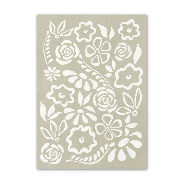 sage green pastel aesthetic room floral print canvas wall art posters roomtery