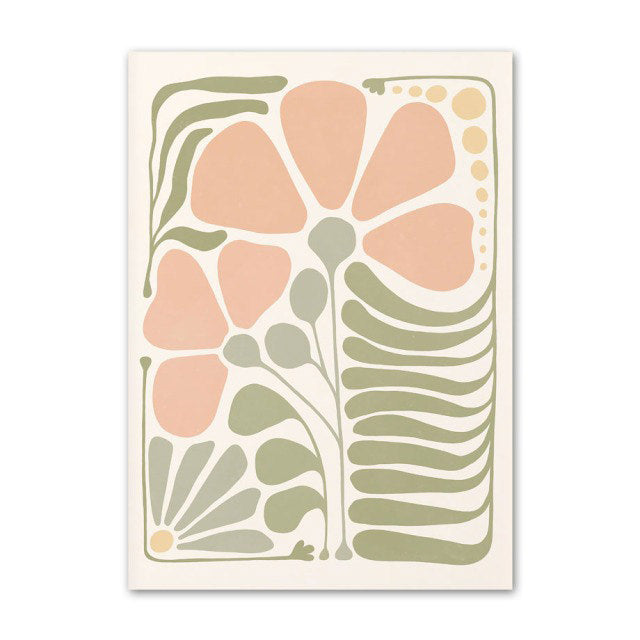 sage green pastel aesthetic room floral print canvas wall art posters roomtery