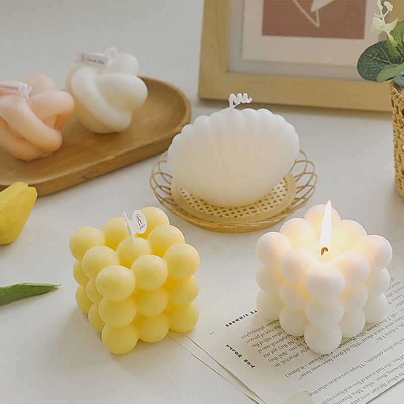 bubble cube aesthetic candle pastel scented candle room accents roomtery