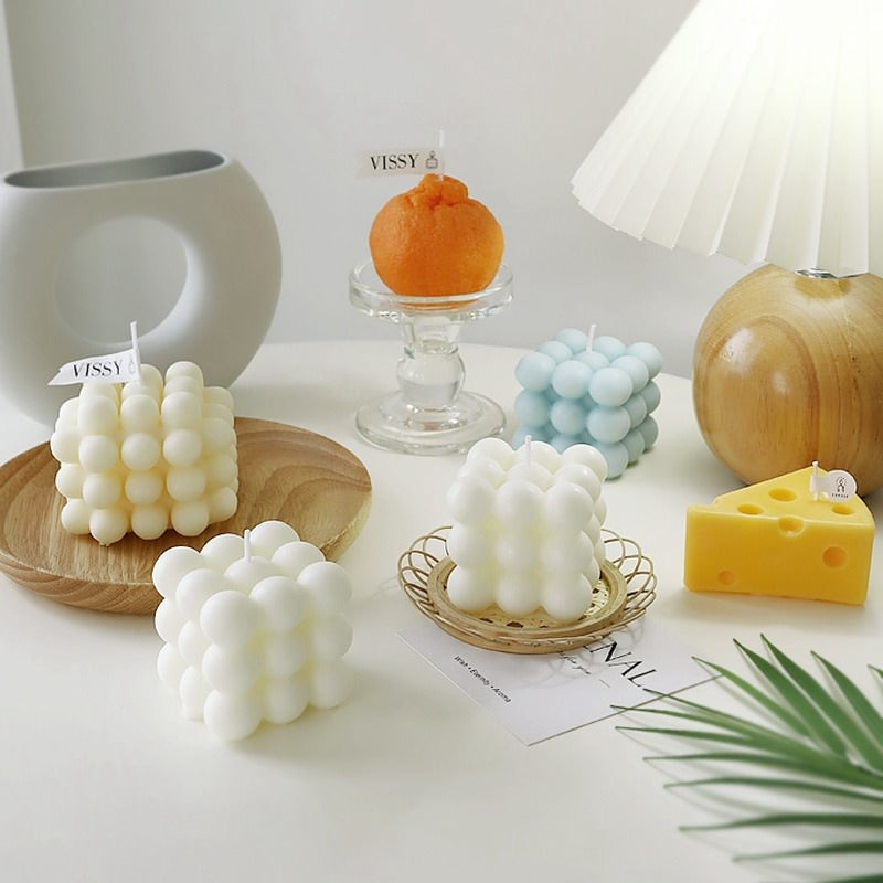 bubble cube aesthetic candle pastel scented candle room accents roomtery