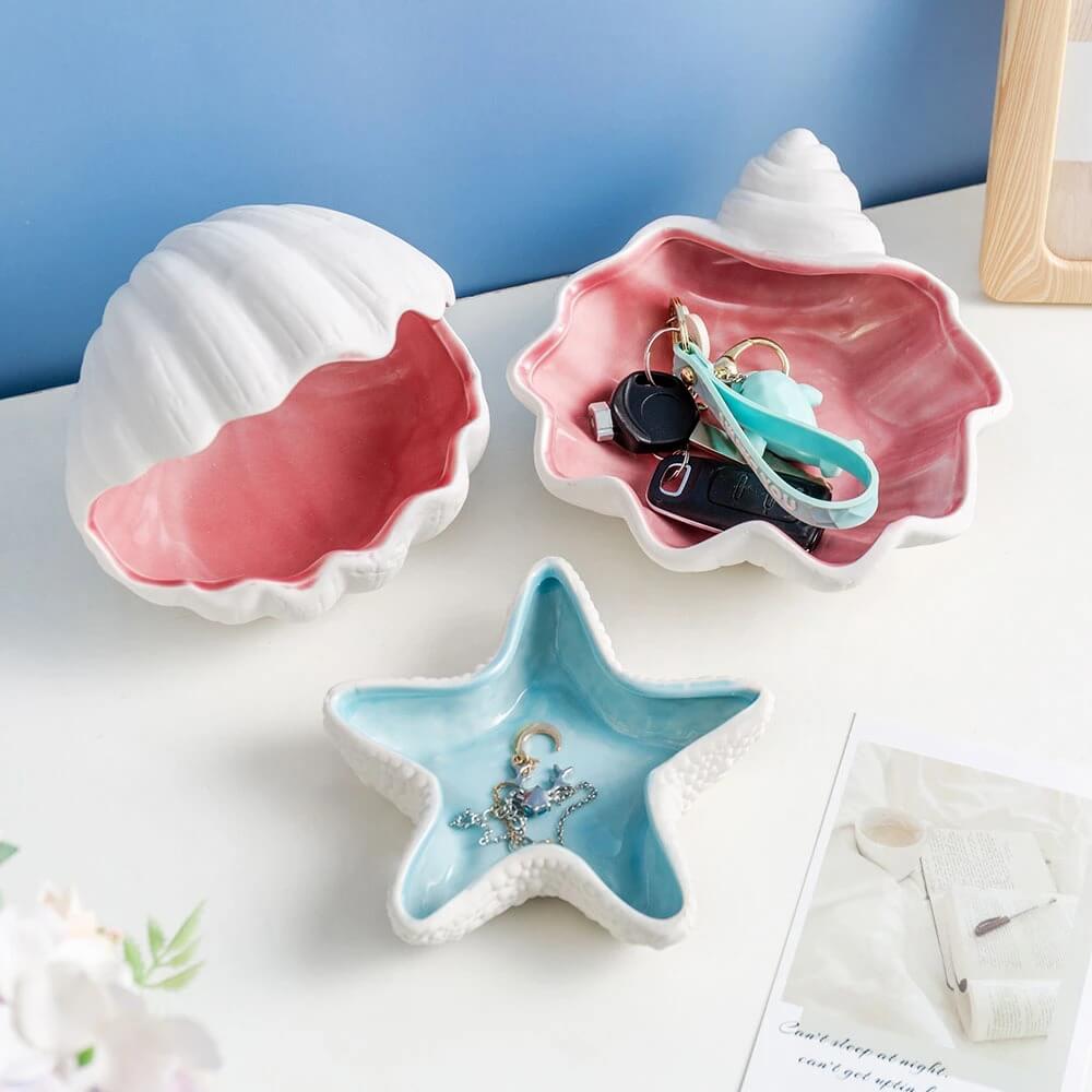 coconut girl aesthetic seashell shaped jewelry tray roomtery