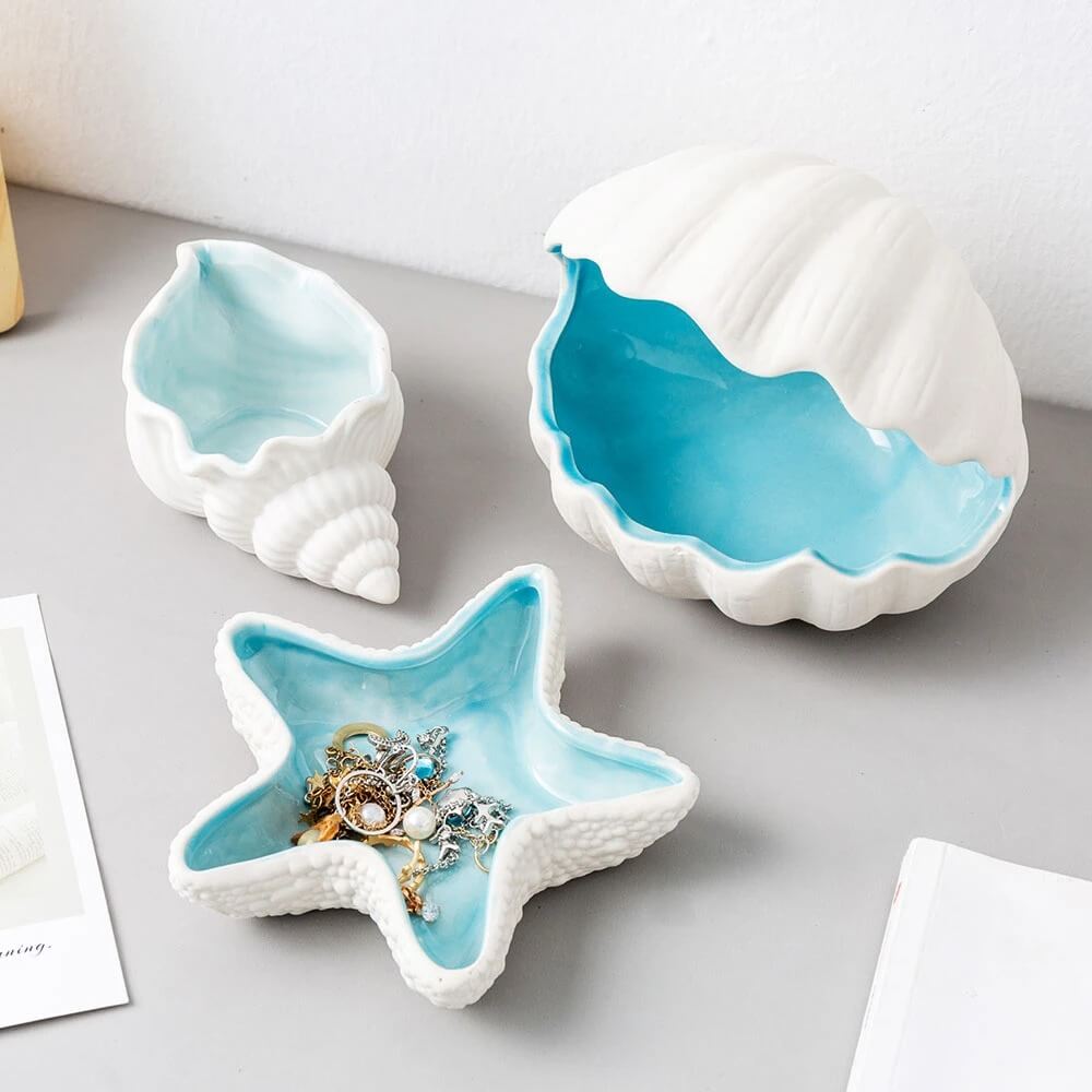 coconut girl aesthetic seashell shaped jewelry tray roomtery