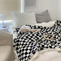 checkered bed quilt cover fluffy soft cozy throw blanket indie aesthetic room decor roomtery