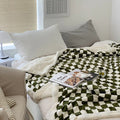 checkered bed quilt cover fluffy soft cozy throw blanket indie aesthetic room decor roomtery