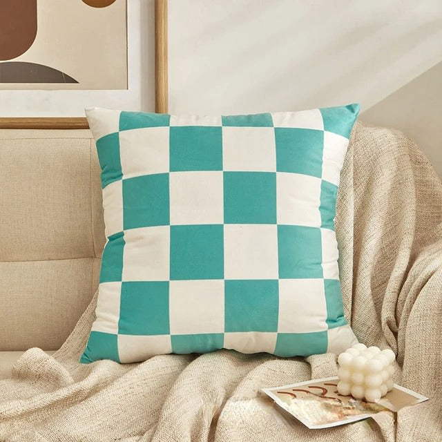 aesthetic checkered cushion cover pillow case checker room decor roomtery