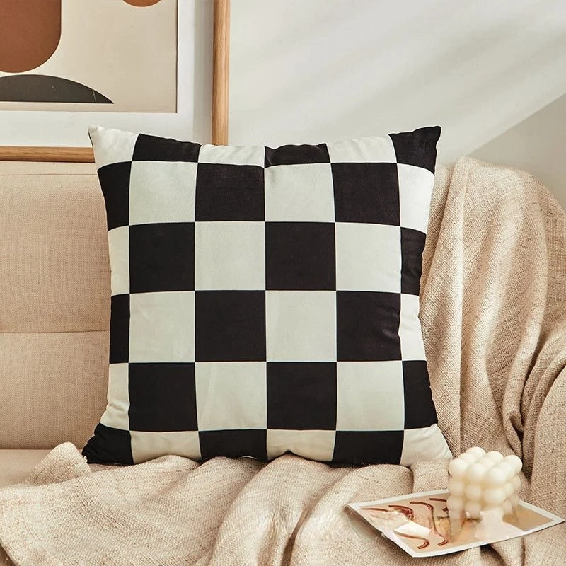 aesthetic checkered cushion cover pillow case checker room decor roomtery