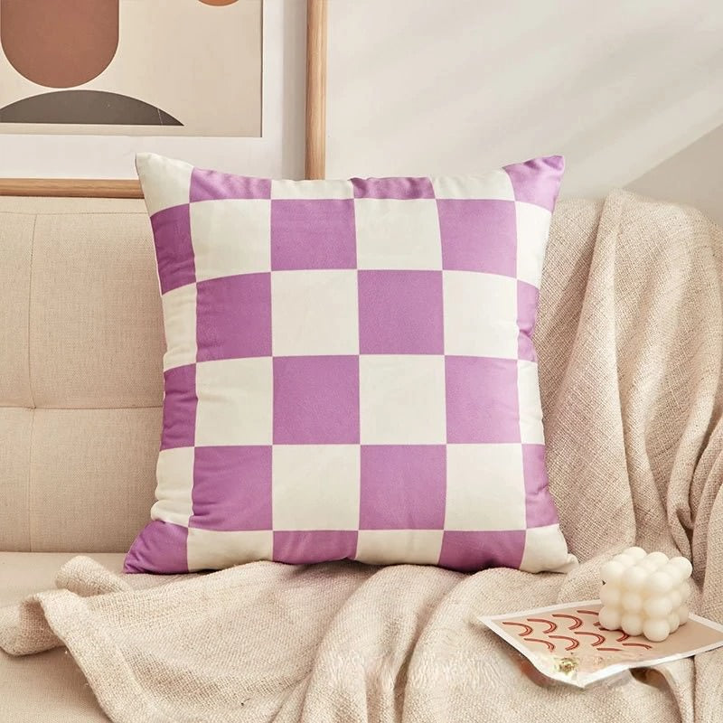 aesthetic checkered cushion cover pillow case checker room decor roomtery