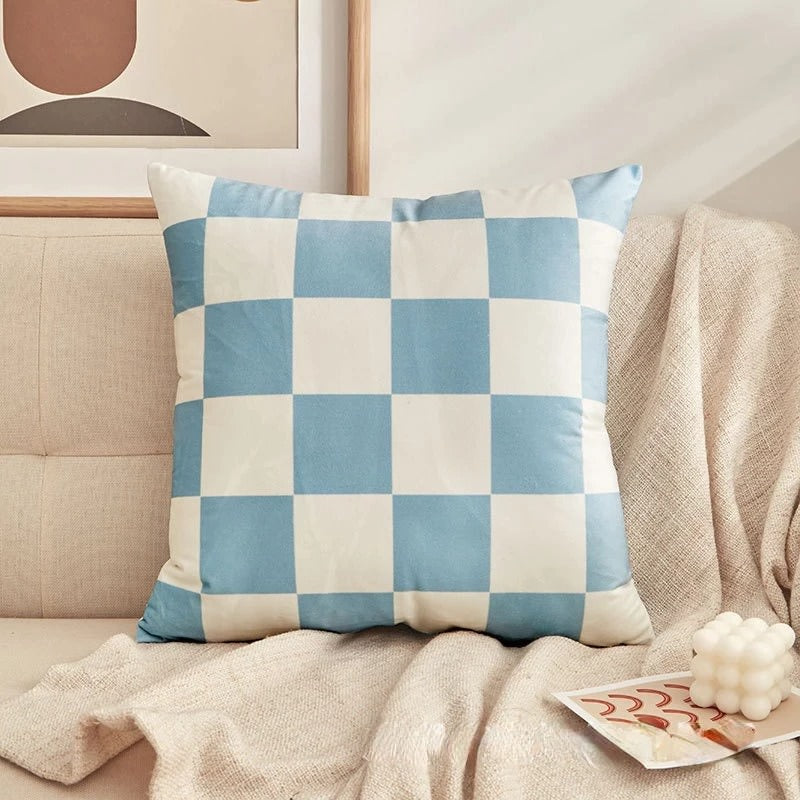 aesthetic checkered cushion cover pillow case checker room decor roomtery