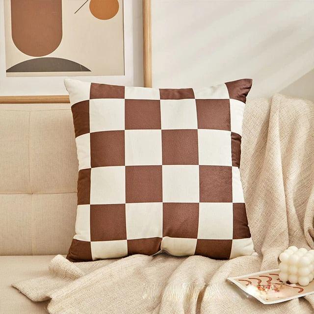 aesthetic checkered cushion cover pillow case checker room decor roomtery