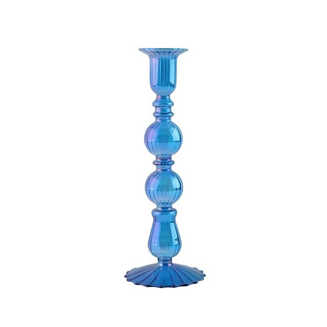 sky deep sea blue glass candle holder decor set aesthetic candleholder roomtery