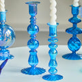 sky deep sea blue glass candle holder decor set aesthetic candleholder roomtery