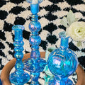 sky deep sea blue glass candle holder decor set aesthetic candleholder roomtery