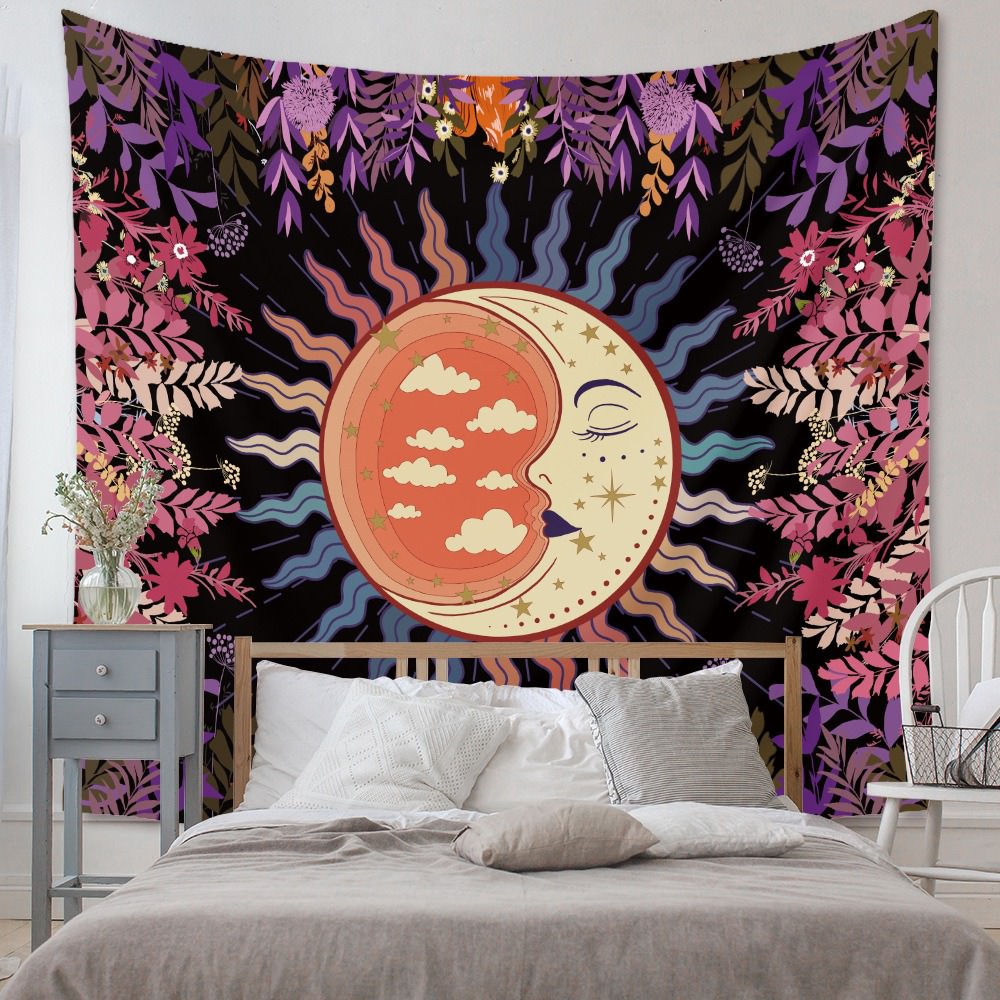 sleeping moon aesthetic tapestry wall hanging decor roomtery