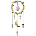 amethyst crystal suncatcher with moon and quartz pendants fairycore aesthetic light catcher roomtery